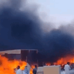 حريق ضخم في الأثاث الكويتي بالبصرة يثير الذعر ويهدد المحال المجاورة - المهجر نت