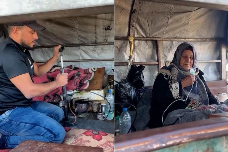 معاناة صادمة في غزة: مسنة وابنها يعيشان في عربة بلا مقومات الحياة - المهجر نت